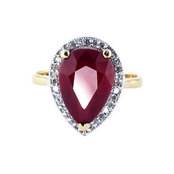 Galaxy Gold Products Jewelry - 14K. SOLID GOLD RING WITH NATURAL DIAMONDS & RUBY